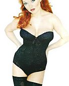Geri Halliwell's old pics showing her in black lingerie in a pin-up girl pose in this gallery