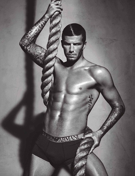 The hot athlete and sex symbol David Beckham poses in his undies
